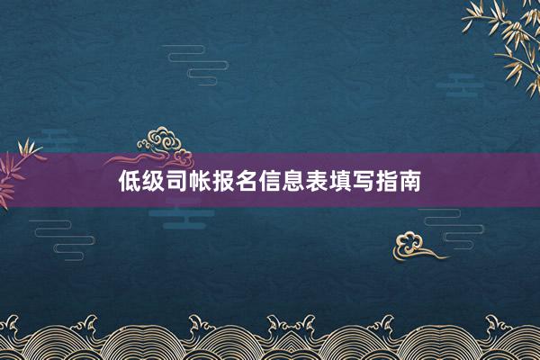 低级司帐报名信息表填写指南